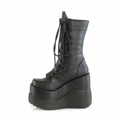 DEMONIA Void-118 Women's Black Goth Cyber Tiered Platform Boots
