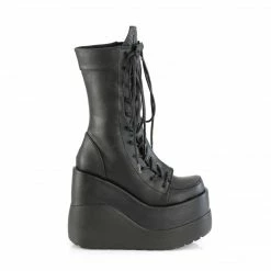 DEMONIA Void-118 Women's Black Goth Cyber Tiered Platform Boots