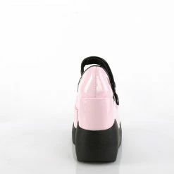 DEMONIA Void-37 Pink Patent Goth Mary Janes Wedge Platforms Heels