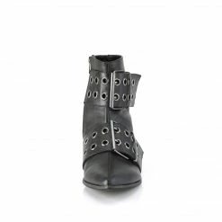 DEMONIA Warlock-55 Black Vegan Leather Men's Unisex Grommet Winklepicker Boots