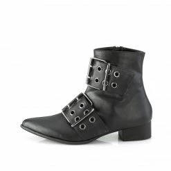 DEMONIA Warlock-55 Black Vegan Leather Men's Unisex Grommet Winklepicker Boots