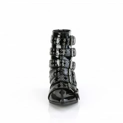 DEMONIA Warlock-70 Black Patent Men's Unisex Grommet Winklepicker Boots