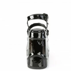 DEMONIA WAVE-09 Black Patent Goth Heart Buckle Chains 6