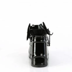 DEMONIA WAVE-20 Black Patent Goth Bat Shaped Moon Chains Wedge Platforms Heels