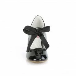 Pleaser PINUP COUTURE WIGGLE-32 Black Patent Mary Janes Heart Cutout 2.5" Heels Pumps