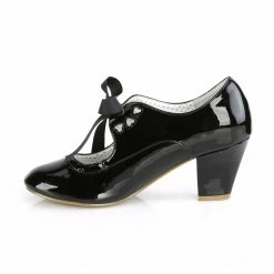 Pleaser PINUP COUTURE WIGGLE-32 Black Patent Mary Janes Heart Cutout 2.5