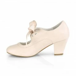 Pleaser PINUP COUTURE WIGGLE-32 Beige Mary Janes Pinup Heart Cutout 2.5