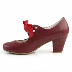 Pleaser PINUP COUTURE WIGGLE-32 Burgundy Red Mary Janes Pinup Heart Cutout 2.5