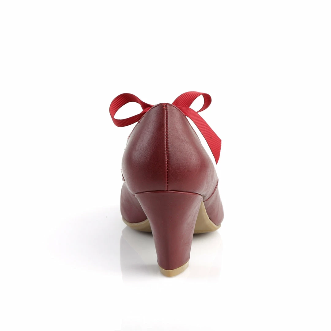 Pleaser PINUP COUTURE WIGGLE-32 Burgundy Red Mary Janes Pinup Heart Cutout 2.5" Heels