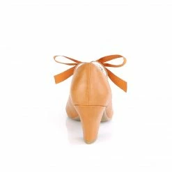 Pleaser DISCONTINUED PINUP COUTURE WIGGLE-32 Caramel Mary Janes Heart Cutout 2.5
