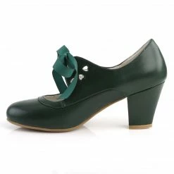 Pleaser PINUP COUTURE WIGGLE-32 Dark Green Mary Janes Pinup Heart Cutout 2.5