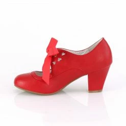 Pleaser PINUP COUTURE WIGGLE-32 Red Mary Janes Pinup Heart Cutout 2.5