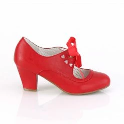 Pleaser PINUP COUTURE WIGGLE-32 Red Mary Janes Pinup Heart Cutout 2.5