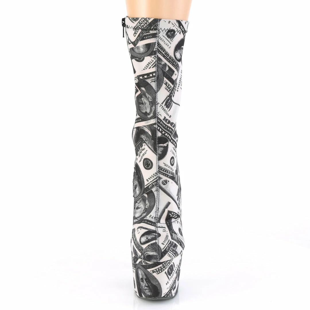 PLEASER Adore-1020DP Money Dollar Print Pole Dancer Club 7" Platform Ankle Boots