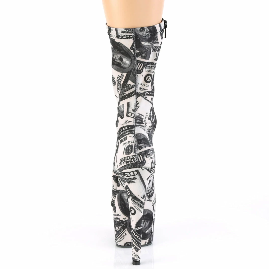 PLEASER Adore-1020DP Money Dollar Print Pole Dancer Club 7" Platform Ankle Boots