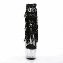 PLEASER Adore-1017SQF Black Sequins Fringe Burlesque Dancer Club Boots Heels