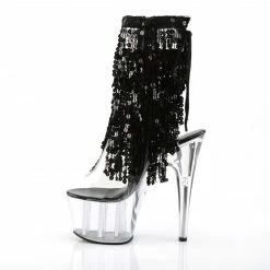PLEASER Adore-1017SQF Black Sequins Fringe Burlesque Dancer Club Boots Heels