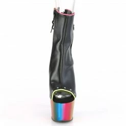PLEASER ADORE-1021RC-02 Black Rainbow Chrome Pole Dancer Ankle Platform 7" Boots