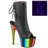 PLEASER Adore-1018RC-02 Rainbow Chrome Blacklight Reactive Pole Dance 7" Boots