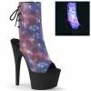 PLEASER Adore-1018REFL Purple Blue Reflective Galaxy Effect Pole Dance 7" Boots