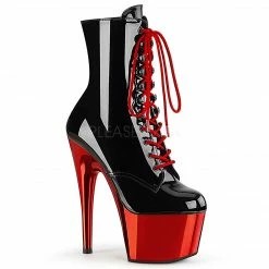 PLEASER Adore-1020 Red Chrome Lace Up Zip Dancer Ankle 7