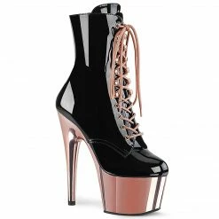 PLEASER Adore-1020 Rose Gold Chrome Lace Up Zip Dancer Ankle 7