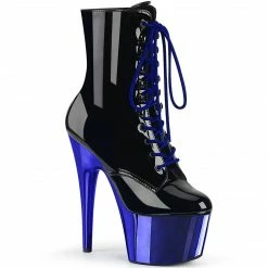 PLEASER Adore-1020 Blue Chrome Lace Up Zip Dancer Ankle 7
