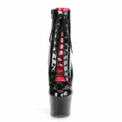 PLEASER Adore-1020FH Black Red Tongue Two Tone Goth Exotic Pole Dancer 7" Boots
