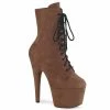 PLEASER Adore-1020FS Caramel Faux Suede Ankle Calf 7" Platform Heel Boots