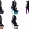 PLEASER Adore-1020LG Black Blue Purple Silver Glitter Ankle Calf Platform Boots