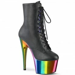 PLEASER Adore-1020RC Faux Leather Rainbow Chrome Pole Dancer Platform 7" Boots