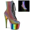 PLEASER ADORE-1020RC-REFL Rainbow Reflective Chrome Pole Dancer Ankle 7" Boots