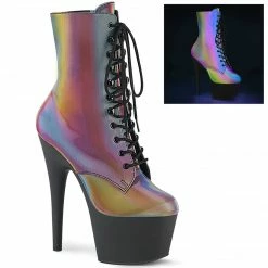 A Shoe Addiction PLEASER Adore-1020REFL Rainbow Reflective Exotic Pole Dancer 7" Inch Ankle Boots