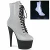 A Shoe Addiction PLEASER Adore-1020REFL Silver Reflective Exotic Pole Dancer 7" Inch Ankle Boots