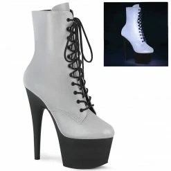 A Shoe Addiction PLEASER Adore-1020REFL Silver Reflective Exotic Pole Dancer 7" Inch Ankle Boots