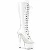 A Shoe Addiction PLEASER Adore-2021C Clear See Through Exotic Pole Dancer Fetish 7" Knee Boots