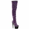 A Shoe Addiction PLEASER Adore-3020 Purple Sequins Dancer Burlesque Club Costume 7" Thigh Boots