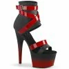 PLEASER Adore-700-15 Black Red Two Tone Club Bootie Sandal Platforms 7" Heels