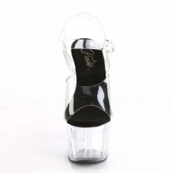 PLEASER Adore-708 Clear Black Padding 7" Stripper Club Pole Dancer Platforms Heels