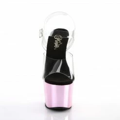 PLEASER Adore-708 Clear Baby Pink Chrome 7" Stripper Pole Dancer Platforms Heels
