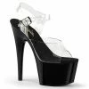 PLEASER Adore-708 Clear Black 7" Stripper Club Pole Dancer Platforms Heels
