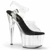 PLEASER Adore-708 Clear Black Padding 7" Stripper Club Pole Dancer Platforms Heels