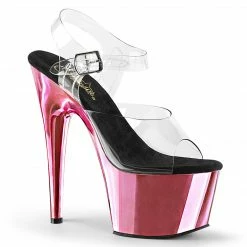 PLEASER Adore-708 Clear Baby Pink Chrome 7" Stripper Pole Dancer Platforms Heels