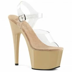 PLEASER Adore-708 Clear Cream 7" Stripper Club Pole Dancer Platforms Heels
