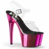 PLEASER Adore-708 Clear Hot Pink Chrome 7" Stripper Pole Dancer Platforms Heels
