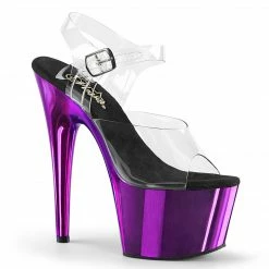 PLEASER Adore-708 Clear Purple Chrome 7" Stripper Pole Dancer Platforms Heels