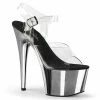 PLEASER Adore-708 Clear Silver Chrome 7" Stripper Pole Dancer Platforms Heels