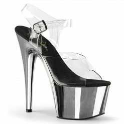 PLEASER Adore-708 Clear Silver Chrome 7" Stripper Pole Dancer Platforms Heels