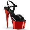 PLEASER Adore-709 Red Chrome Strap Stripper Pole Dancer Platforms 7" Heels