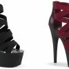 Heels PLEASER Adore-748SP Black Wine Snake Print Elastic Band Strap Club Platform Heel